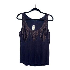 EXPRESS Navy Blue Lace Front Sleeveless Top M NWT